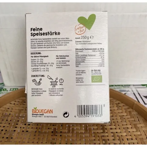 Tinh Bột Bắp Hữu Cơ Biovegan 250g - Có Tách Lẻ - 30/06/2028