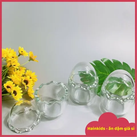 Hũ Thủy Tinh Hình Quả Trứng, Hũ Thủy Tinh Hình Trứng NHỎ Decor Pudding, Chén Đựng Sốt Chấm Xinh Xắn, Ly Cà Phê Trứng