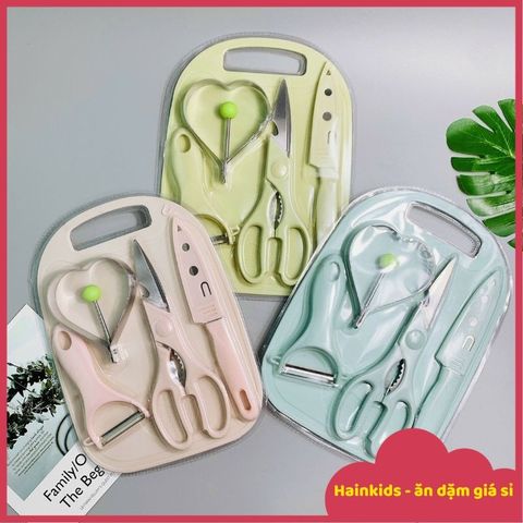 Set Dao Thớt 5 Chi Tiết Làm đồ ăn Dặm Cho Bé