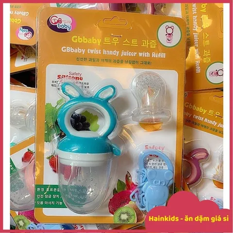 Túi Nhai Ăn Dặm Chống Hóc Cho Bé, Túi Nhai Kèm 3 Núm Silicon Giúp Bé Làm Quen Trái Cây, Rau Củ Luộc