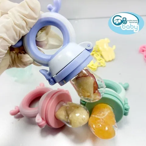 Túi Nhai Ăn Dặm Chống Hóc Cho Bé, Túi Nhai Kèm 3 Núm Silicon Giúp Bé Làm Quen Trái Cây, Rau Củ Luộc
