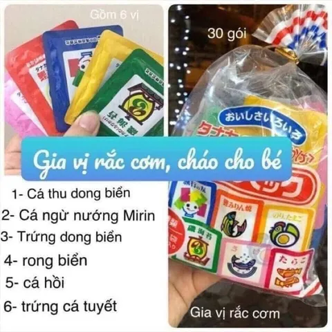  Gia vị rắc cơm Tanaka Nhật Bản cho bé (30 gói nhỏ 6 vị)