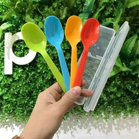 Bộ 4 Thìa Nhựa Inomata Nhật Bản - Kèm Hộp Đựng