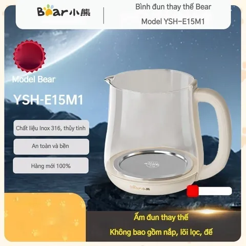 Phụ Kiện Ấm Đun Thay Thế 1.5L Bear YSH-E15M1, ấm Thủy Tinh, Bình đun Bear