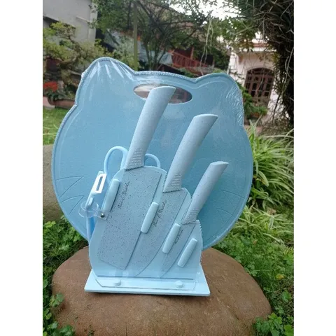Bộ Dao Thớt Chế Biến Đồ Ăn Dặm, Bộ Dao Thớt Gấu/ Hình Chữ Nhật, Chất Liệu Nhựa Nguyên Sinh, Thép Không Gỉ-Nhiều Mã