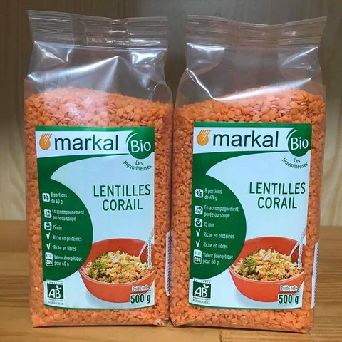 Đậu Lăng Đỏ Cam Hữu Cơ Markal 500gr - Đậu Nấu Nhanh, Dễ Dàng Chế Biến - Hàng Nhập Pháp, Có Tách Lẻ 100gr