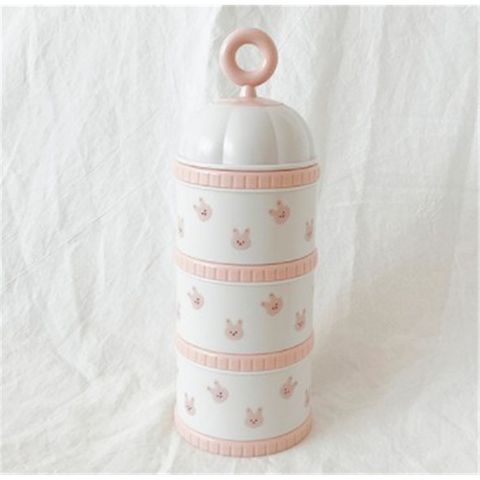 Hộp Chia Sữa Du Lịch TGM x Dottodot 3 Tầng Thiết Kế Tiện Lợi Có Quai Xách - Hộp Trữ Dinh Dưỡng Cho Bé Gồm Gấu và Thỏ Hồng