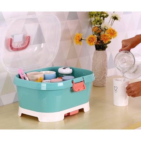 Khay Đựng Bình Sữa Có Nắp Đậy HOLLA - Kệ úp Bình Sữa Cao Cấp, Khay Hứng Nước, Thiết Kế Vệ Sinh, An Toàn Cho Bé