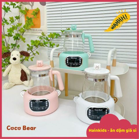 Bình Đun Nước Pha Sữa Coco Bear Cao Cấp - Ấm Đun Nước Khử Clo, LED, Điều Khiển Từ Xa, Giữ Nhiệt 1200ml - Bảo Hành 18 Tháng