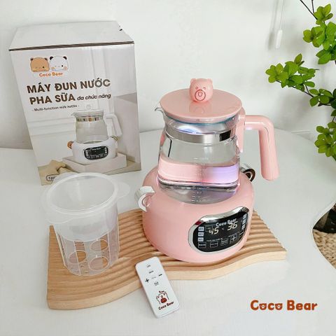 Bình Đun Nước Pha Sữa Coco Bear Cao Cấp - Ấm Đun Nước Khử Clo, LED, Điều Khiển Từ Xa, Giữ Nhiệt 1200ml - Bảo Hành 18 Tháng