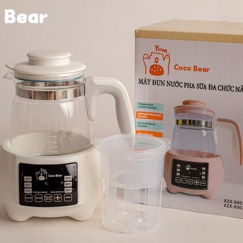 Bình Đun Nước Pha Sữa Coco Bear Cao Cấp - Ấm Đun Nước Khử Clo, LED, Điều Khiển Từ Xa, Giữ Nhiệt 1200ml - Bảo Hành 18 Tháng