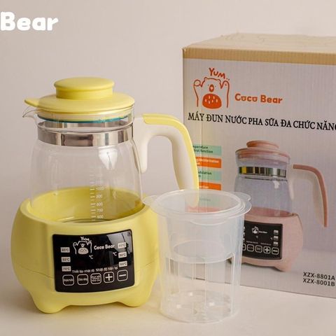 Bình Đun Nước Pha Sữa Coco Bear Cao Cấp - Ấm Đun Nước Khử Clo, LED, Điều Khiển Từ Xa, Giữ Nhiệt 1200ml - Bảo Hành 18 Tháng