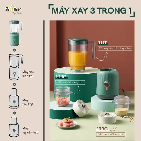 1 kèm 2 cối 0,1L BL B10V2 máy xay ăn dặm, xay sinh tố tiện lợi cho bé và gia đình