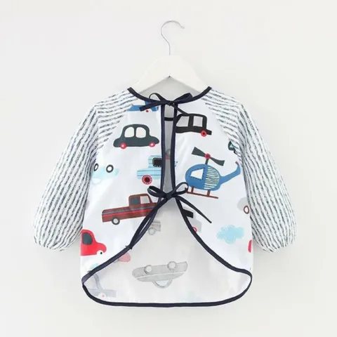 Áo Yếm Cho Bé Ăn BLW Dài Tay 2 Lớp Chất Liệu Cotton Chống Thấm Nước Cho Bé Ăn Dặm