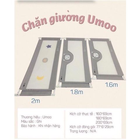 Thanh Chắn Giường Hàn Quốc UMOO UM-088 - An Toàn Cho Trẻ Nhỏ, Thiết Kế Hiện Đại, Điều Chỉnh Cao, Chống Va Đập, Tích Hợp Túi Đựng