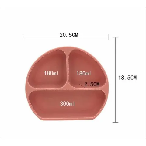 Khay Silicon ăn Dặm, đế Hít Chống đổ, Chống Lật, Chia 3 Ngăn - Khay Ăn BLW