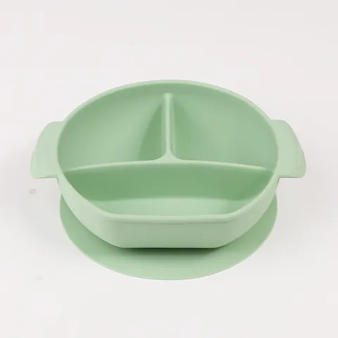 Khay Silicon ăn Dặm, đế Hít Chống đổ, Chống Lật, Chia 3 Ngăn - Khay Ăn BLW
