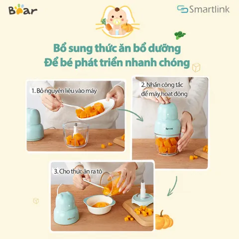 Máy Xay Thực Phẩm Ăn Dặm Cho Bé Bear QSJ-B01P1 - Phiên bản Quốc Tế Chính Hãng BEAR Bảo Hành 18 Tháng