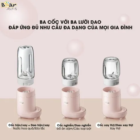 (BẢN QUỐC TẾ) Máy xay Bear 3 cối
