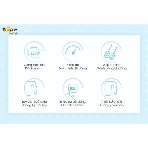 Máy đánh trứng cầm tay Bear DDQ-B02P5 tiện lợi và đảm bảo an toàn tuyệt đối