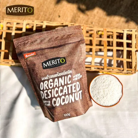 (DATE10.2024)VỤN DỪA HỮA CƠ MeritO 100g, Vụn Dừa Rắc Bánh, Món ăn Phụ Cho Bé, Vụn Dừa MERITO ORGANIC, Nhập Khẩu Thái Lan