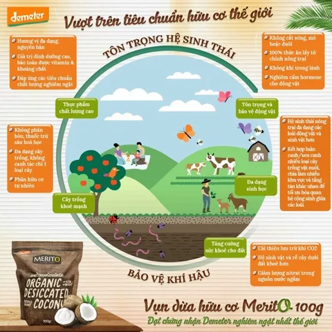 (DATE10.2024)VỤN DỪA HỮA CƠ MeritO 100g, Vụn Dừa Rắc Bánh, Món ăn Phụ Cho Bé, Vụn Dừa MERITO ORGANIC, Nhập Khẩu Thái Lan