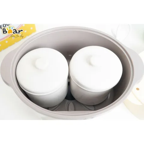 (BẢN TIẾNG VIỆT-BH 18M) Nồi Bear 1L6, Nồi Nấu Cháo Chậm, Nồi Hầm đa Năng Full Bộ 3 Thố Sứ Kèm Hấp, Bear 1.6L, 1,6 Lít