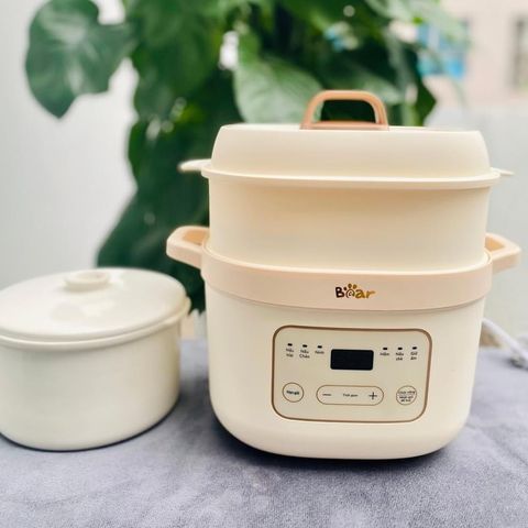 [TIẾNG VIỆT-BEAR SB-NNC16] Nồi Nấu Chậm Bear 1L6, Hầm Cháo, Chưng Yến, Vừa Nấu Cháo Vừa Hấp, Dung Tích 1,6L 1.6 Lít