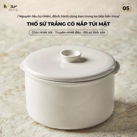 [TIẾNG VIỆT-BEAR SB-NNC16] Nồi Nấu Chậm Bear 1L6, Hầm Cháo, Chưng Yến, Vừa Nấu Cháo Vừa Hấp, Dung Tích 1,6L 1.6 Lít