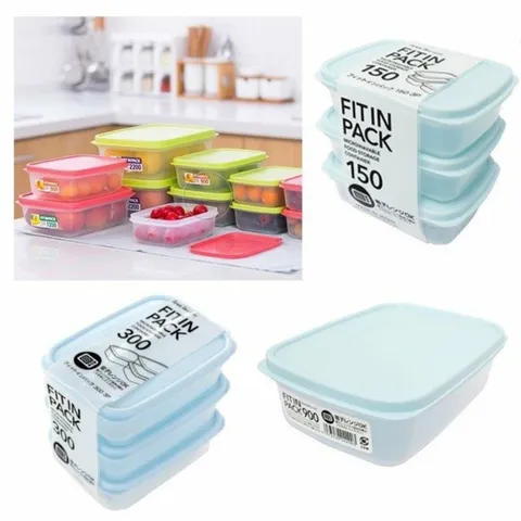 Set 3 Hộp Nhựa Nắp Dẻo 150ml Fitin Pack (Màu Xanh Mint) Nội Địa Nhật Bản