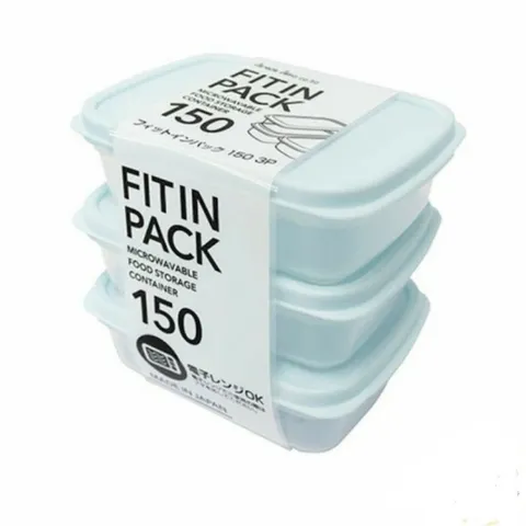 Set 3 Hộp Nhựa Nắp Dẻo 150ml Fitin Pack (Màu Xanh Mint) Nội Địa Nhật Bản