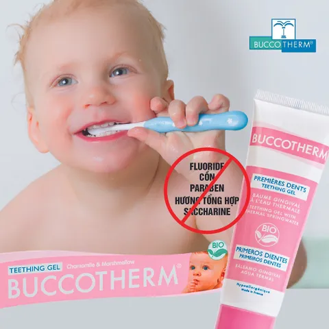 Bộ Sản Phẩm Gel Chăm Sóc Răng Cho Bé Mới Mọc Răng Buccotherm 50gr-Không cay, Không The, Nuốt Được, Sản Xuất Tại Pháp