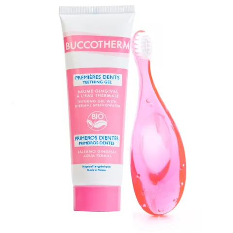 Bộ Sản Phẩm Gel Chăm Sóc Răng Cho Bé Mới Mọc Răng Buccotherm 50gr-Không cay, Không The, Nuốt Được, Sản Xuất Tại Pháp