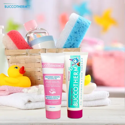 Bộ Sản Phẩm Gel Chăm Sóc Răng Cho Bé Mới Mọc Răng Buccotherm 50gr-Không cay, Không The, Nuốt Được, Sản Xuất Tại Pháp