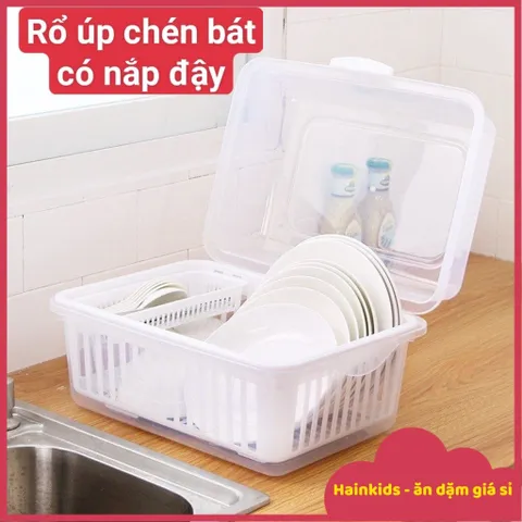 Rổ Úp Chén Bát, Đồ Dùng Ăn Dặm Cho Bé Có Nắp Đậy Vệ Sinh, Chống Bụi, Côn Trùng, Úp Chén Bát, Bình Sữa, Đồ Dùng Gia Đình