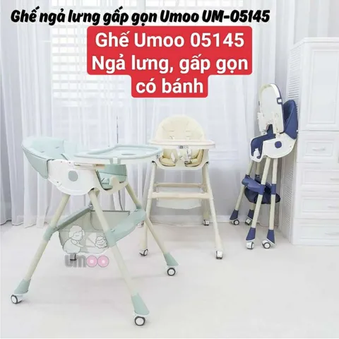 Ghế Ăn Dặm Umoo Ngả Lưng, Có Bánh Xe, Gấp Gọn Cao Cấp Cho Bé, Ghế Ăn Dặm Umoo UM-05145 Chính Hãng