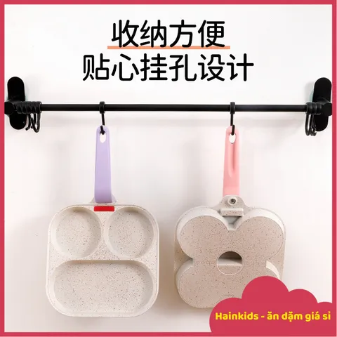 Chảo 3 Ngăn OKBY, Chảo Đá Chống Dính Đáy Từ, Tay Cầm Silicon Chống Phỏng, Dùng Chiên Xào, Chế Biến Đồ Ăn Dặm