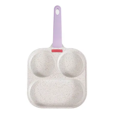 Chảo 3 Ngăn OKBY, Chảo Đá Chống Dính Đáy Từ, Tay Cầm Silicon Chống Phỏng, Dùng Chiên Xào, Chế Biến Đồ Ăn Dặm