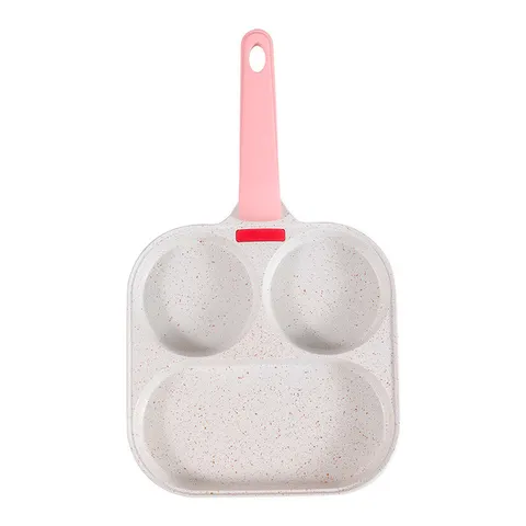 Chảo 3 Ngăn OKBY, Chảo Đá Chống Dính Đáy Từ, Tay Cầm Silicon Chống Phỏng, Dùng Chiên Xào, Chế Biến Đồ Ăn Dặm