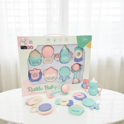 [HAINKIDS SG] Bộ đồ chơi ngậm nướu / gặm nứu / lục lạc UMOO 8 món/ 5 món chính hãng cho bé