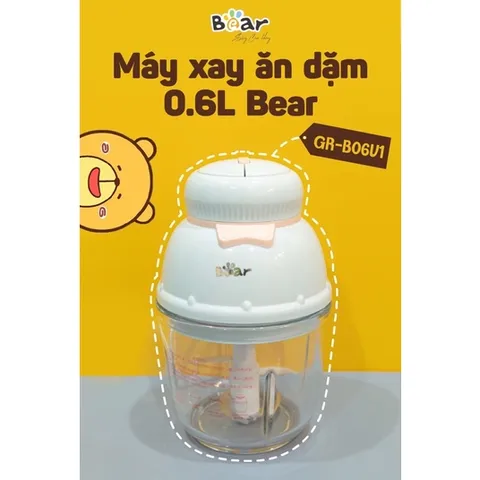 [BẢO HÀNH 18 THÁNG] Máy Xay Bear 0,6L Hình Nơ Tích Hợp 2 Chức Năng Xay Cho Bé Ăn Dặm Model GR-B06V1, Dung Tích Bear 0.6L