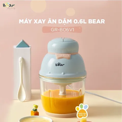 [BẢO HÀNH 18 THÁNG] Máy Xay Bear 0,6L Hình Nơ Tích Hợp 2 Chức Năng Xay Cho Bé Ăn Dặm Model GR-B06V1, Dung Tích Bear 0.6L
