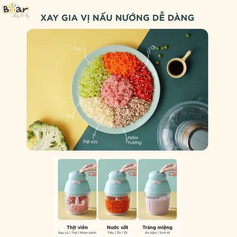 [BẢO HÀNH 18 THÁNG] Máy Xay Bear 0,6L Hình Nơ Tích Hợp 2 Chức Năng Xay Cho Bé Ăn Dặm Model GR-B06V1, Dung Tích Bear 0.6L
