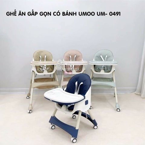 Ghế Ăn Dặm Umoo Có Bánh, Gấp Gọn Bảo Hành 18 Tháng - UM-0491
