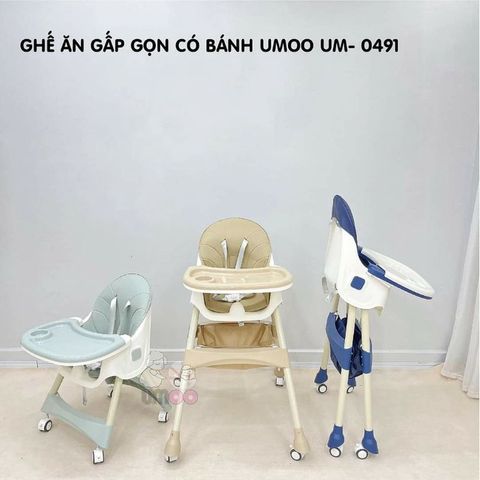 Ghế Ăn Dặm Umoo Có Bánh, Gấp Gọn Bảo Hành 18 Tháng - UM-0491