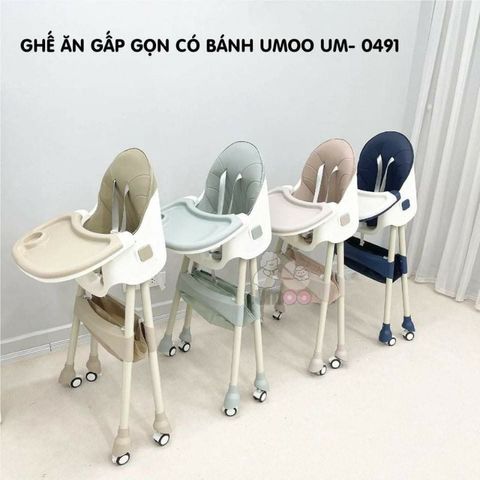 Ghế Ăn Dặm Umoo Có Bánh, Gấp Gọn Bảo Hành 18 Tháng - UM-0491