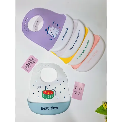 Yếm Ăn Dặm Silicon Có Máng- Chất Liệu, Silicon Dẻo, Nhẹ, Sạch Sẽ, An Toàn Cho Bé