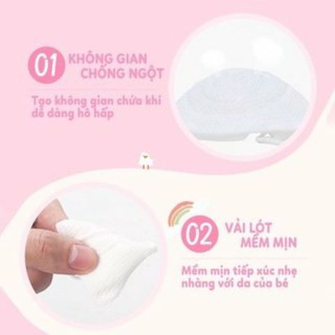 Khẩu Trang Gấu Kichi - Khẩu Trang Gấu Cho Bé Từ 0-3 Tuổi, Không Gây Ngợp, 3 Cái/Túi