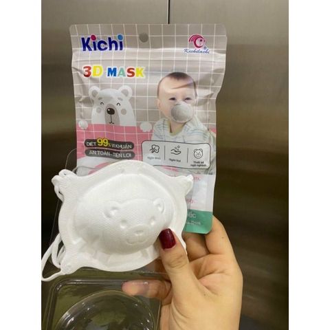 Khẩu Trang Gấu Kichi - Khẩu Trang Gấu Cho Bé Từ 0-3 Tuổi, Không Gây Ngợp, 3 Cái/Túi