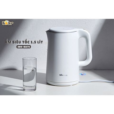 Ấm/ Bình Đun Siêu Tốc Bear ZDH-B15T1 dung tích 1.5 lít, công suất 1500W